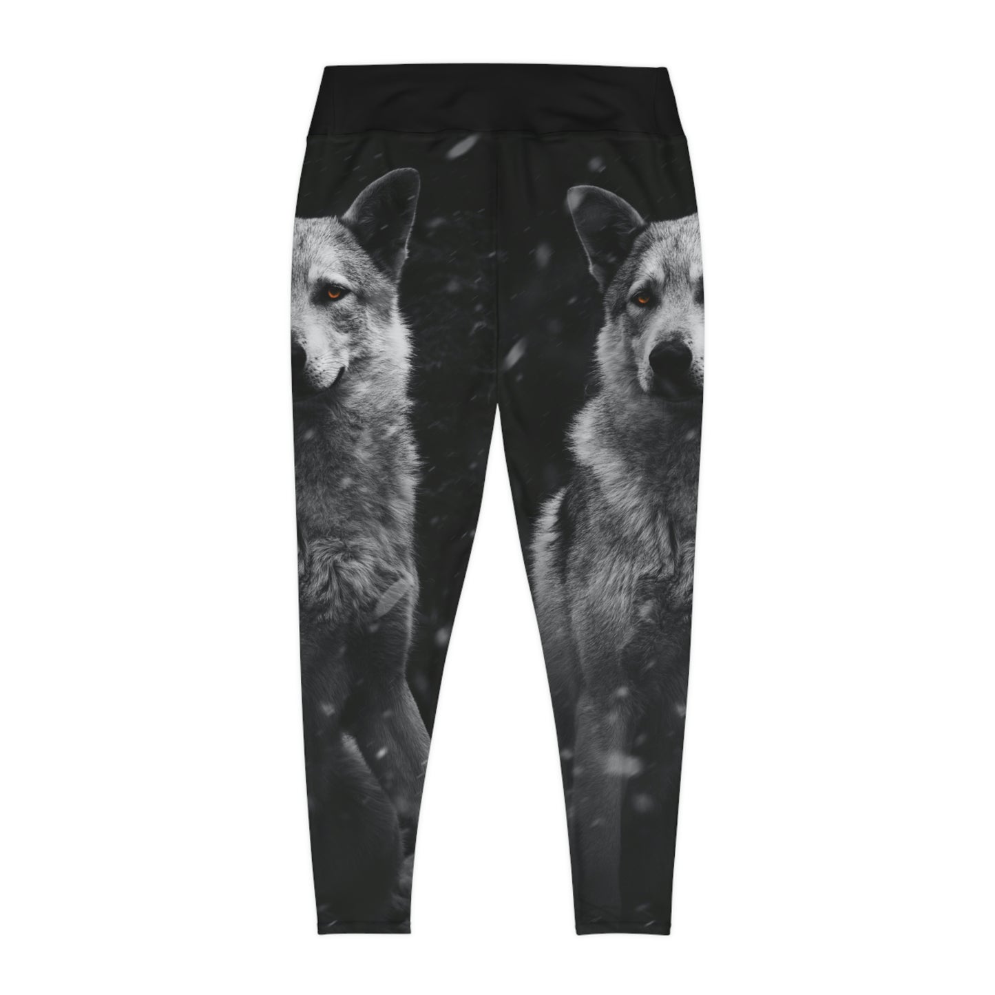 Wolf Gothic Plus Size Leggings One of a Kind Gift - Unique Workout Activewear tights for Mom fitness, Mothers Day, Girlfriend Christmas Gift