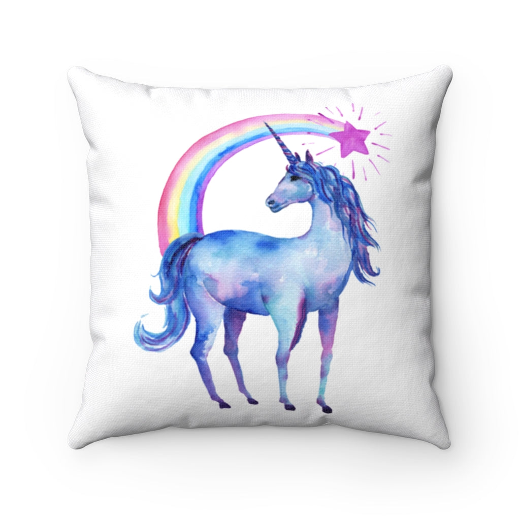 Unicorn with Rainbow Spun Polyester Square Pillow