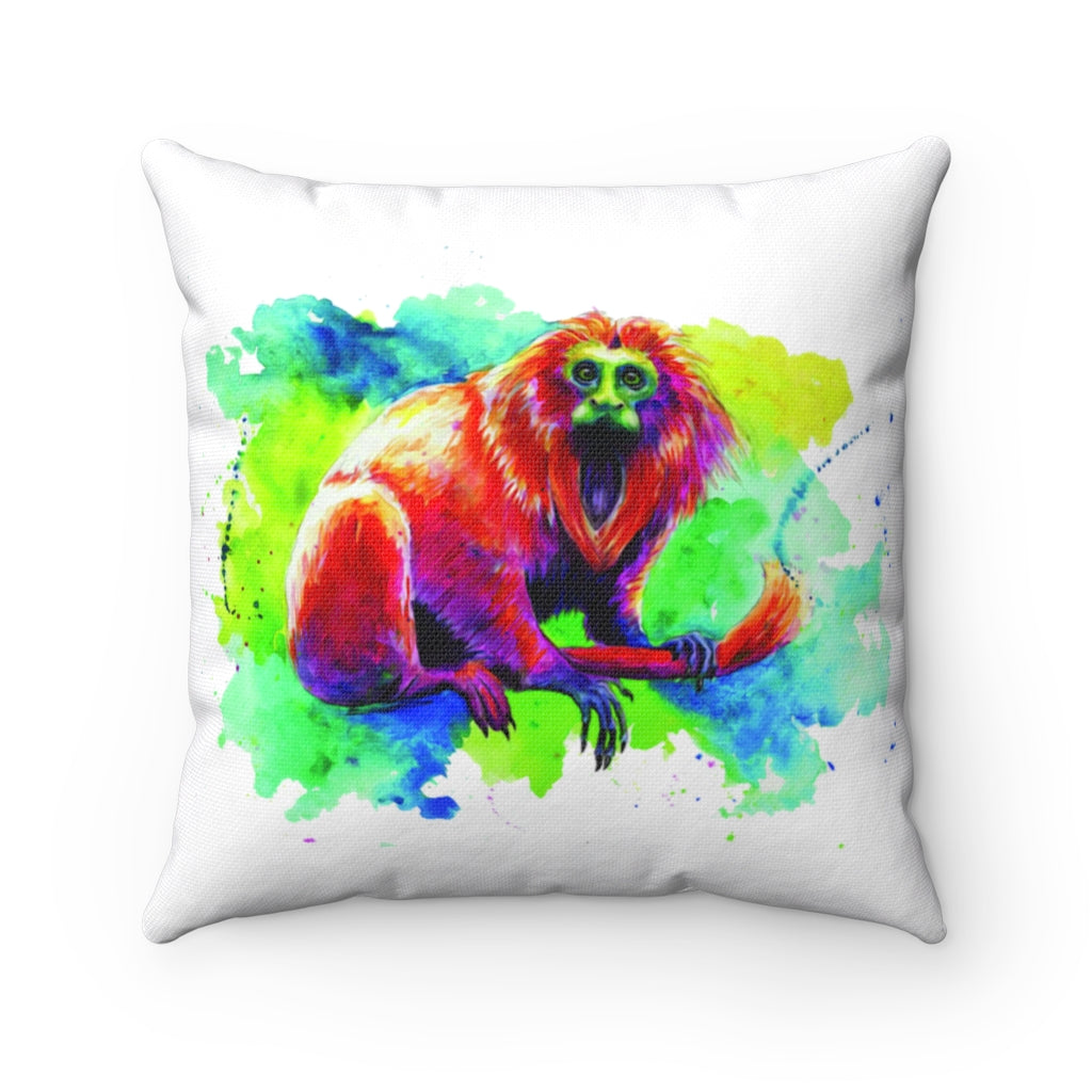 Monkey Watercolor Spun Polyester Square Pillow