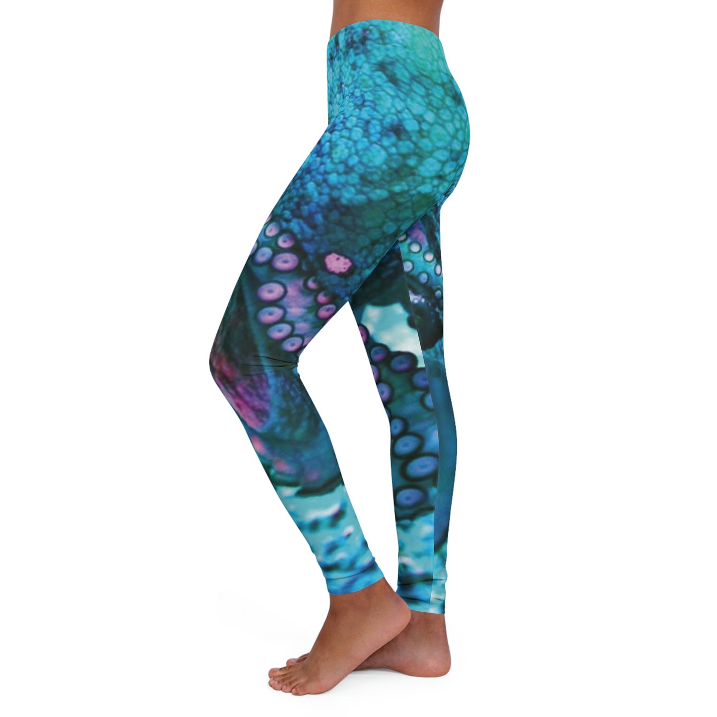 Octopus Beach Plus Size Leggings, One of a Kind Gift - Unique Workout Activewear tights for Mom fitness, Mothers Day, Girlfriend Christmas Gift