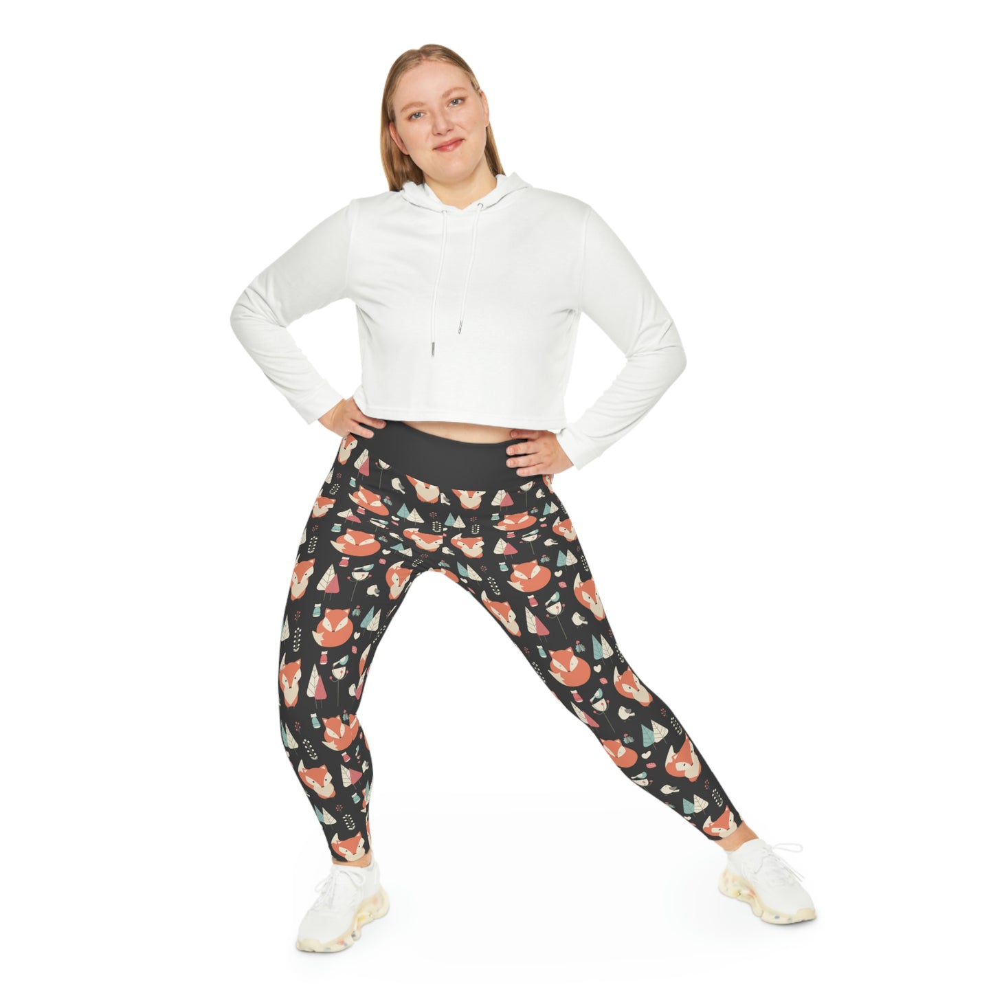 Fox Animal Kingdom Plus Size Leggings One of a Kind Unique Workout Activewear tights for Mom fitness, Mothers Day, Girlfriend Christmas Gift