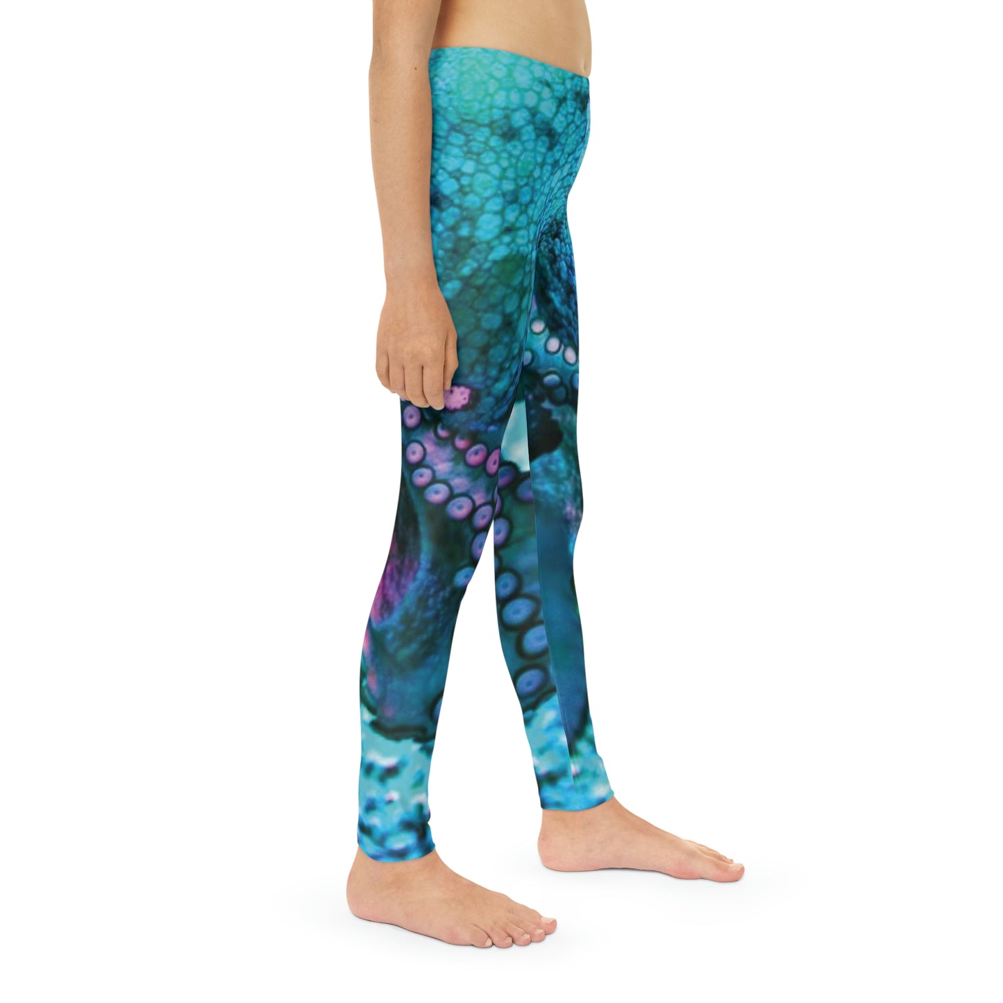 Octopus Beach Youth Leggings, One of a Kind Gift - Unique Workout Activewear tights for kids fitness, Daughter, Niece Christmas Gift