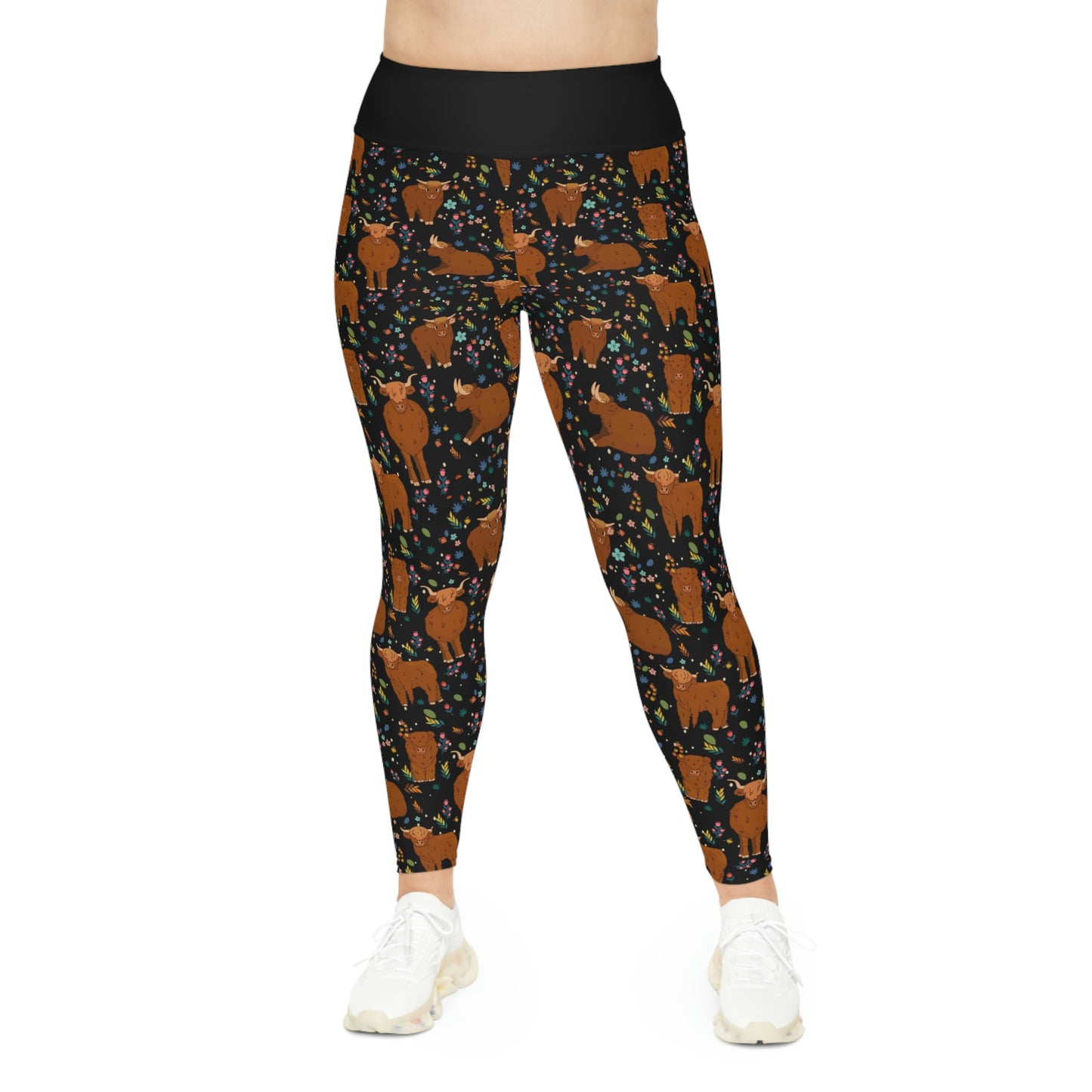 Highland cows Women Leggings,  Farm Animal, One of a Kind Workout Activewear for Wife Fitness, Girlfriend mom and me tights Christmas Gift