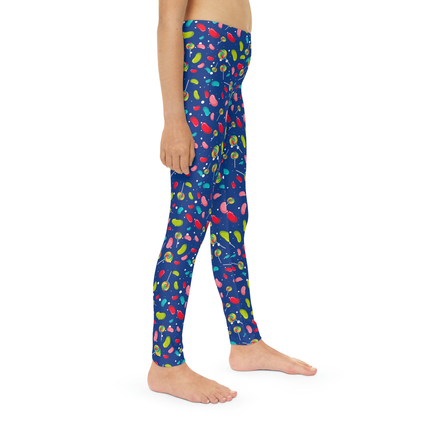 Candy Cane Youth Leggings,  One of a Kind Gift - Unique Workout Activewear tights for  kids Fitness , Daughter, Niece  Christmas Gift