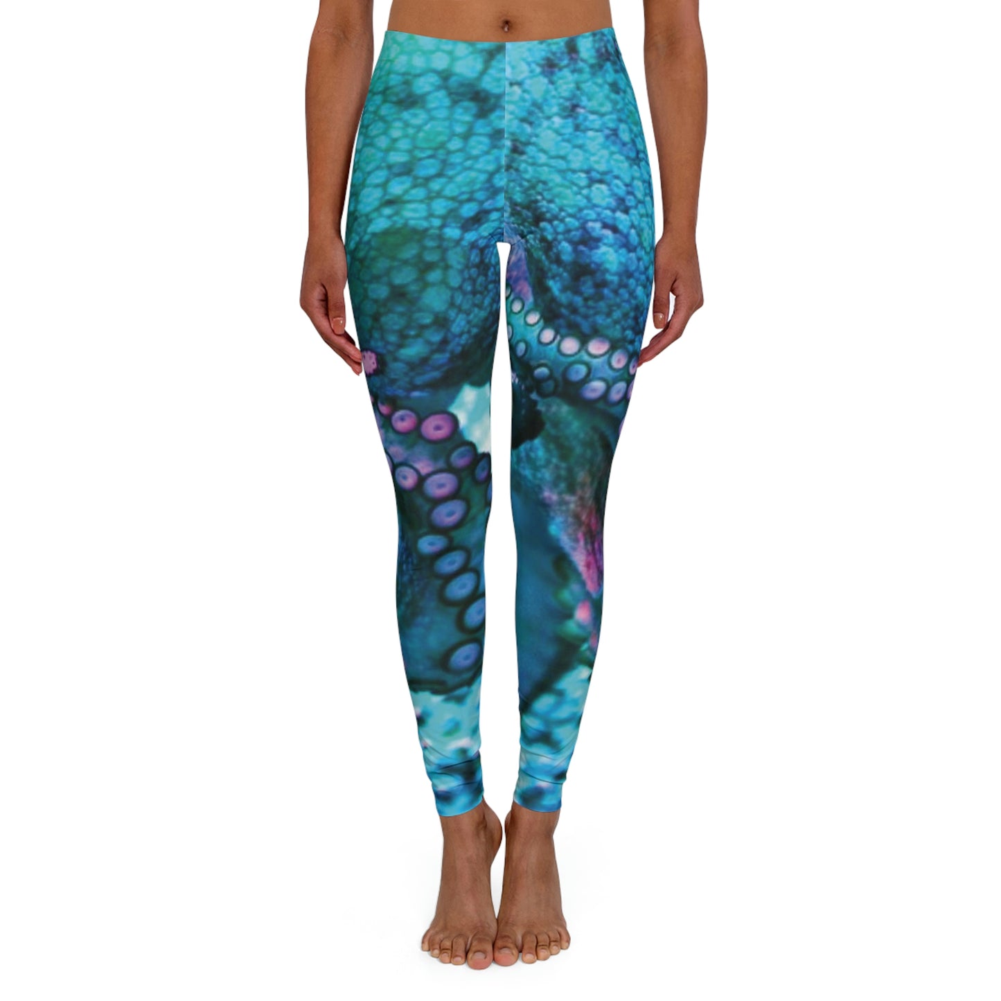 Octopus Beach Plus Size Leggings, One of a Kind Gift - Unique Workout Activewear tights for Mom fitness, Mothers Day, Girlfriend Christmas Gift