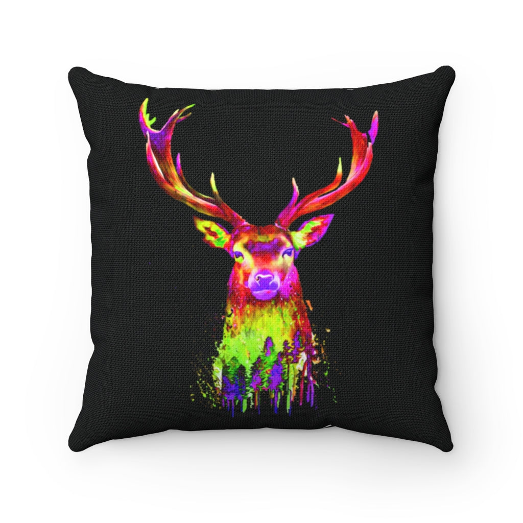 Deer Watercolor Spun Polyester Square Pillow