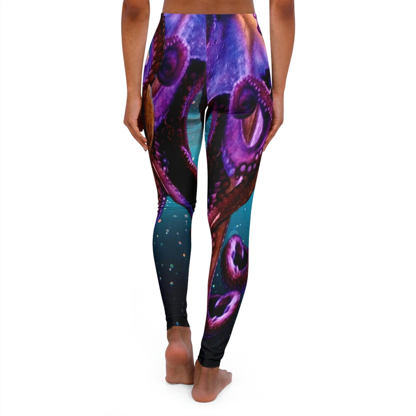 Octopus Beach Plus Size Leggings, One of a Kind Gift - Unique Workout Activewear tights for Mom fitness, Mothers Day, Girlfriend Christmas Gift