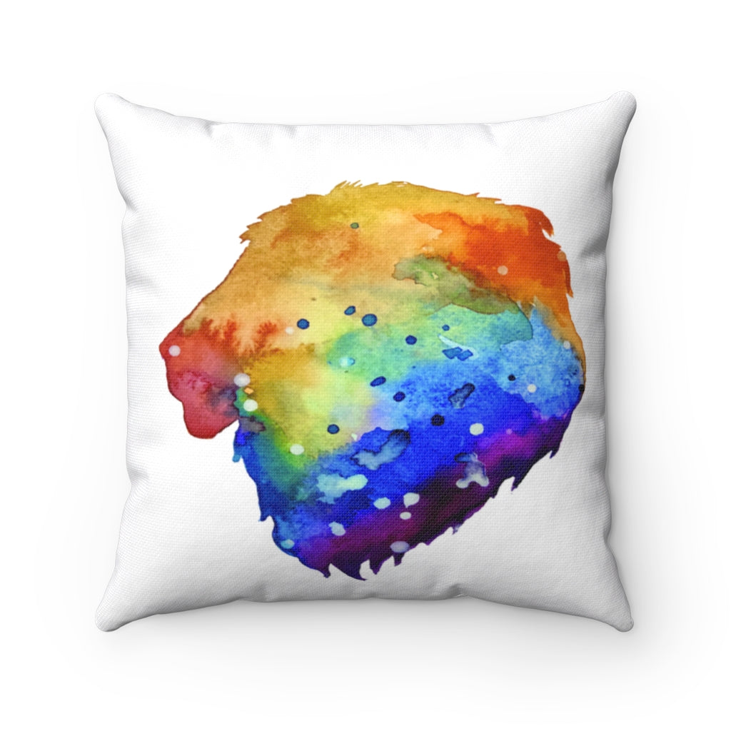 Lion pose Watercolor Spun Polyester Square Pillow