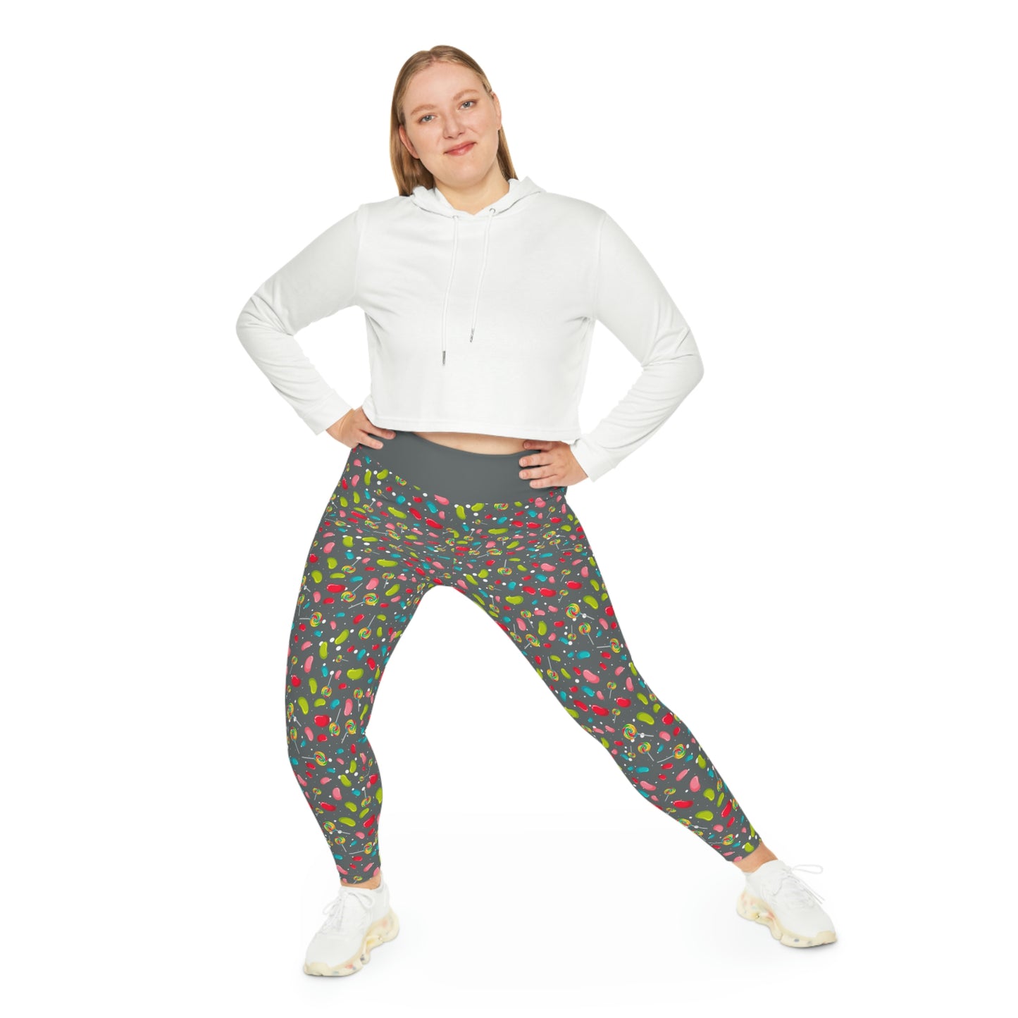 Candy Summer Plus Size Leggings One of a Kind Gift - Unique Workout Activewear tights for Mom fitness, Mothers Day, Girlfriend Christmas Gift