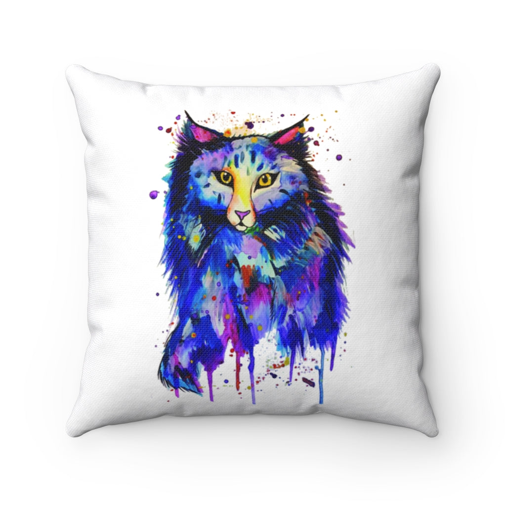 Cat watercolor Spun Polyester Square Pillow