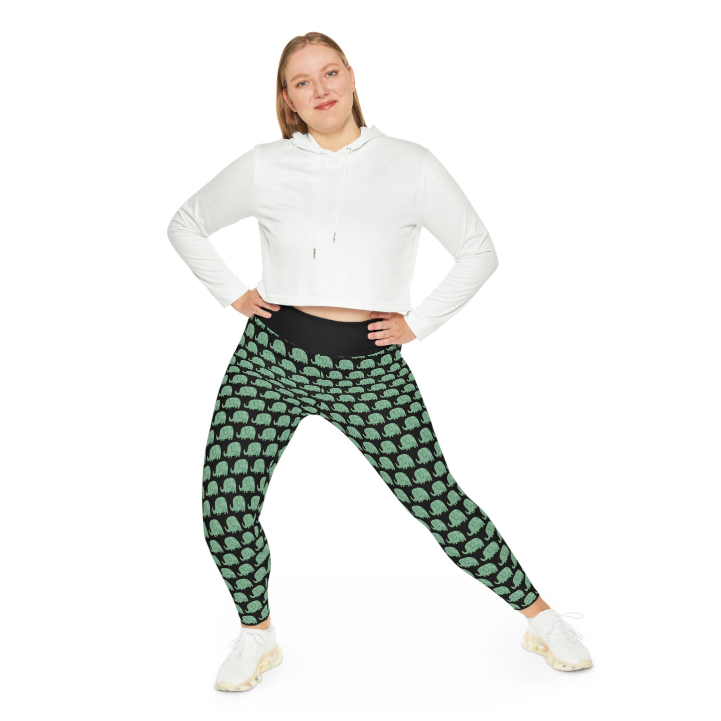 Elephant Plus Size Leggings animal kingdom, One of a Kind Workout Activewear for Wife Fitness, Best Friend, mom and me tights Christmas Gift