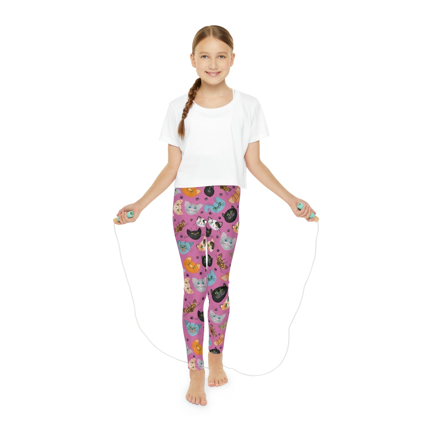 Cat Lovers Youth Leggings,  One of a Kind Gift - Unique Workout Activewear tights for  kids Fitness , Daughter, Niece  Christmas Gift