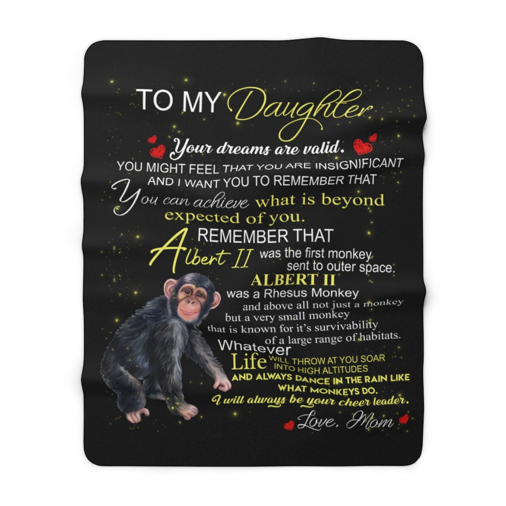 Albert the Monkey Sherpa Fleece Blanket (Daughter from Mom)