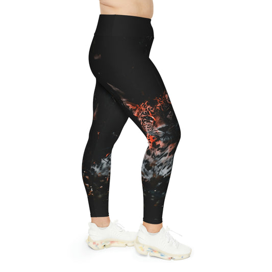 Plus Size Tiger Print Leggings, One of a Kind Gift - Workout Activewear  for Wife Fitness, Best Friend, mom and me tights Christmas Gift