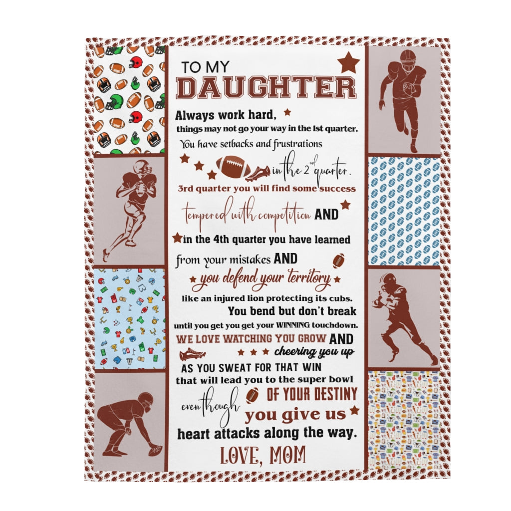 Daughter Football Velveteen Plush Blanket (daughter From Mom)