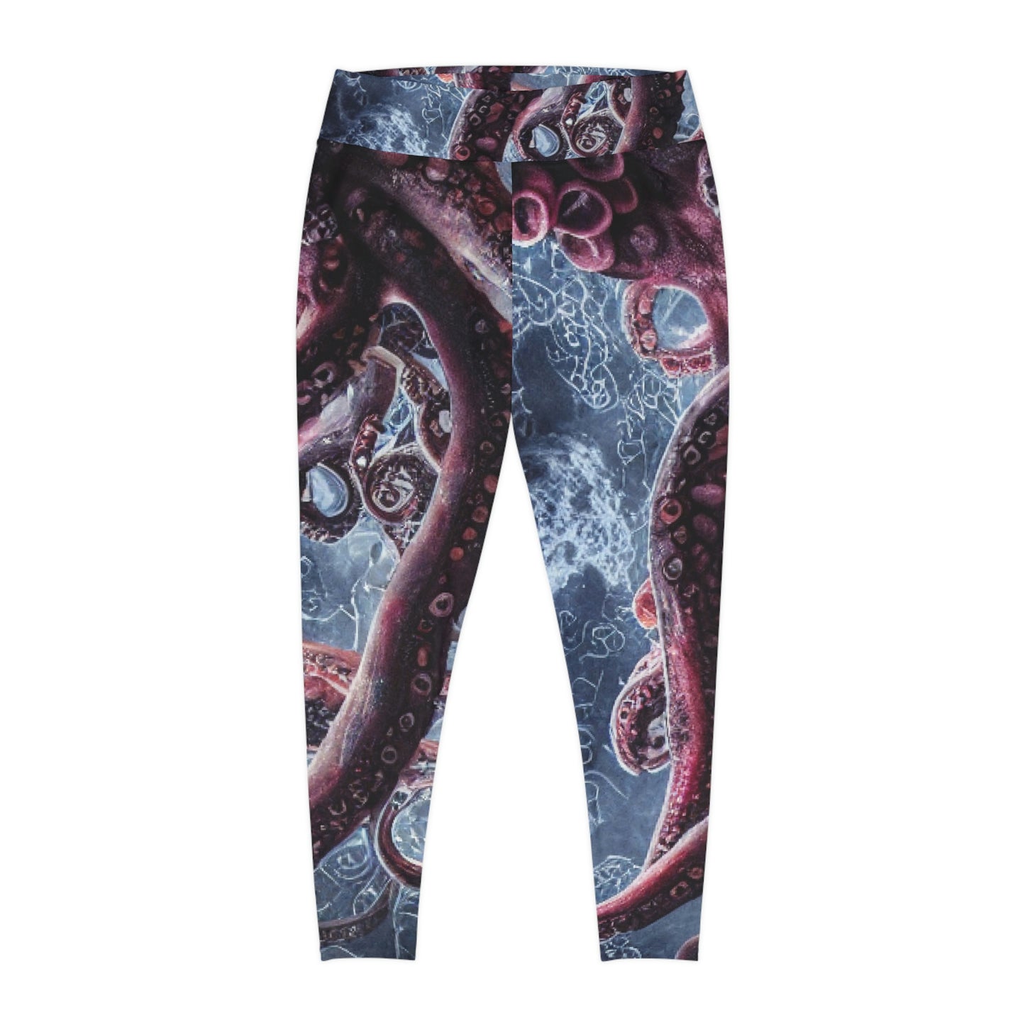 Octopus Beach Plus Size Leggings, One of a Kind Gift - Unique Workout Activewear tights for Mom fitness, Mothers Day, Girlfriend Christmas Gift