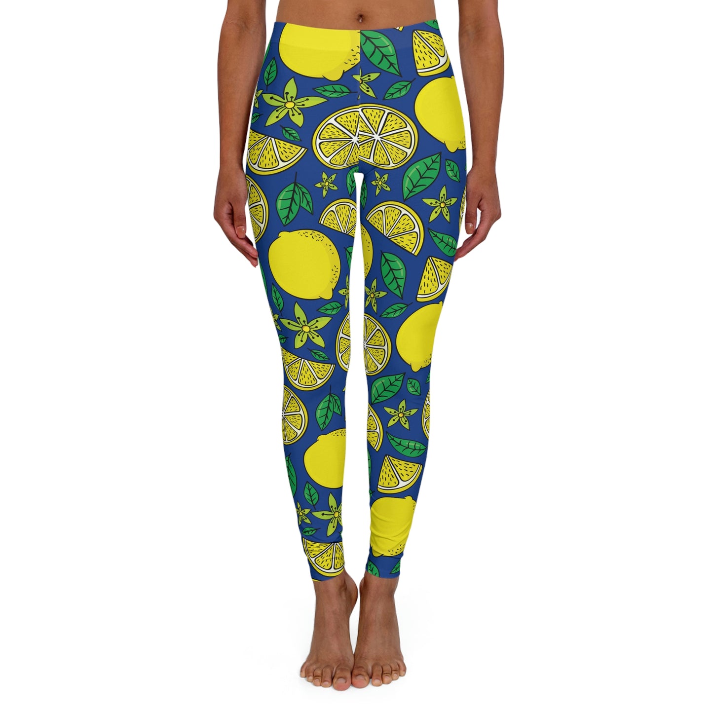 Women's Lemon Summer Leggings . One of a Kind Workout Activewear tights for Mothers Day, Girlfriend, Gift for Her