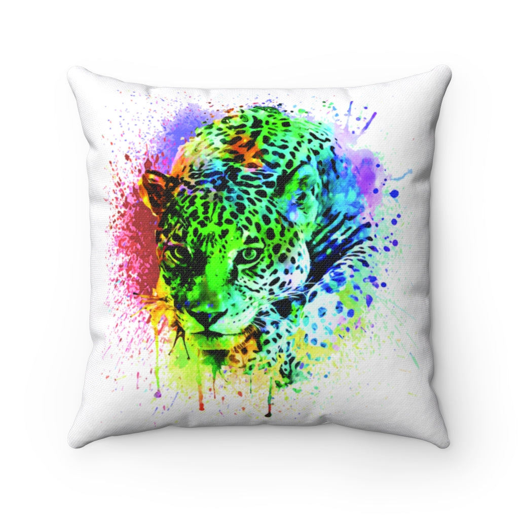 Leopard Watercolor Spun Polyester Square Pillow