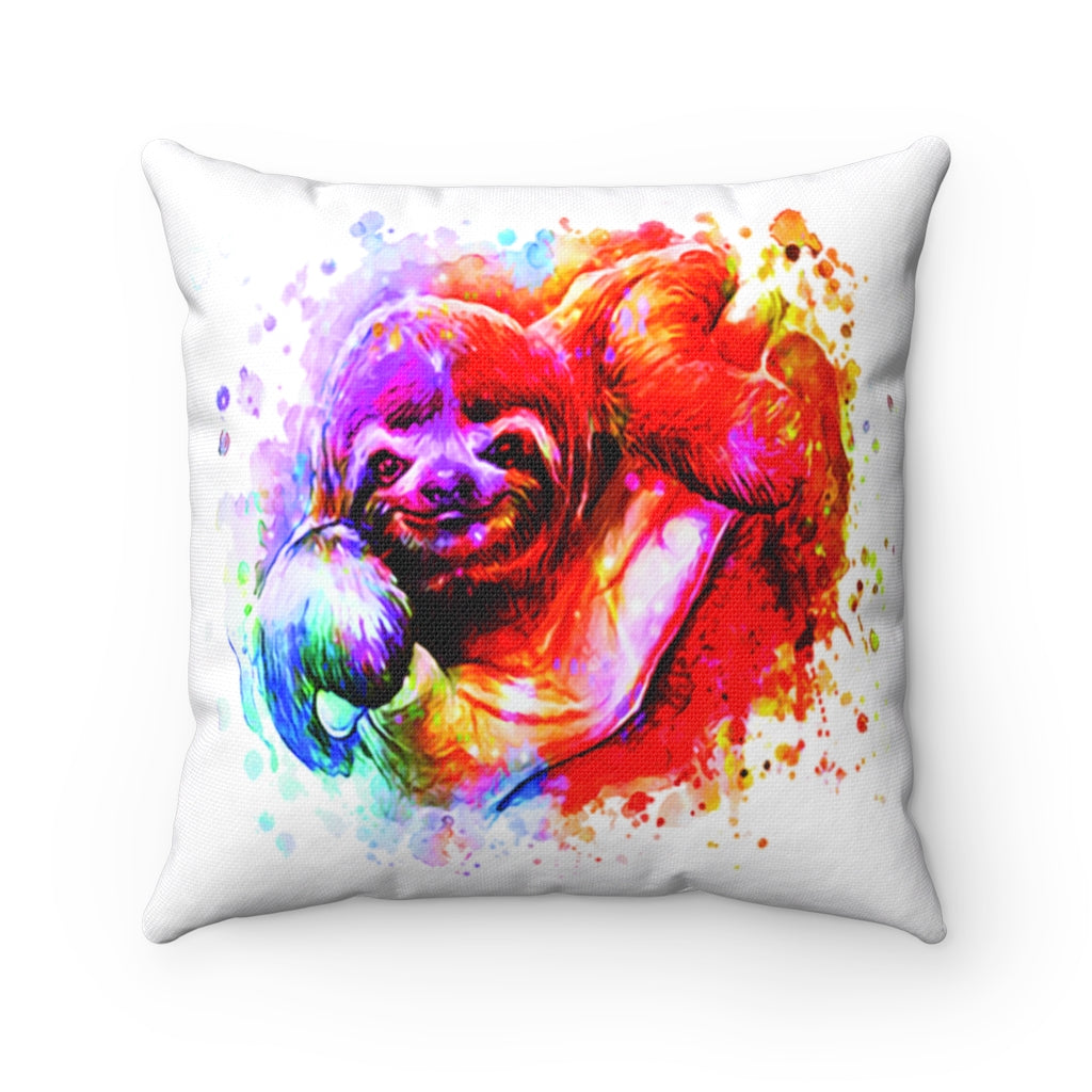 Baby Sloth watercolor Spun Polyester Square Pillow