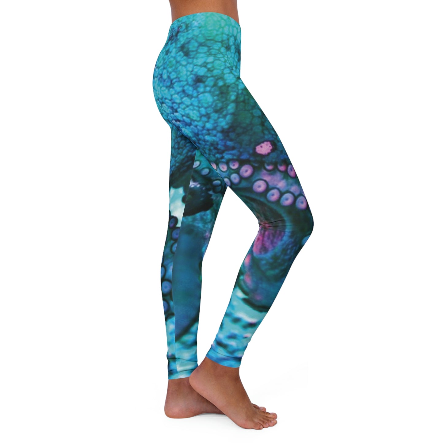 Octopus Beach Plus Size Leggings, One of a Kind Gift - Unique Workout Activewear tights for Mom fitness, Mothers Day, Girlfriend Christmas Gift