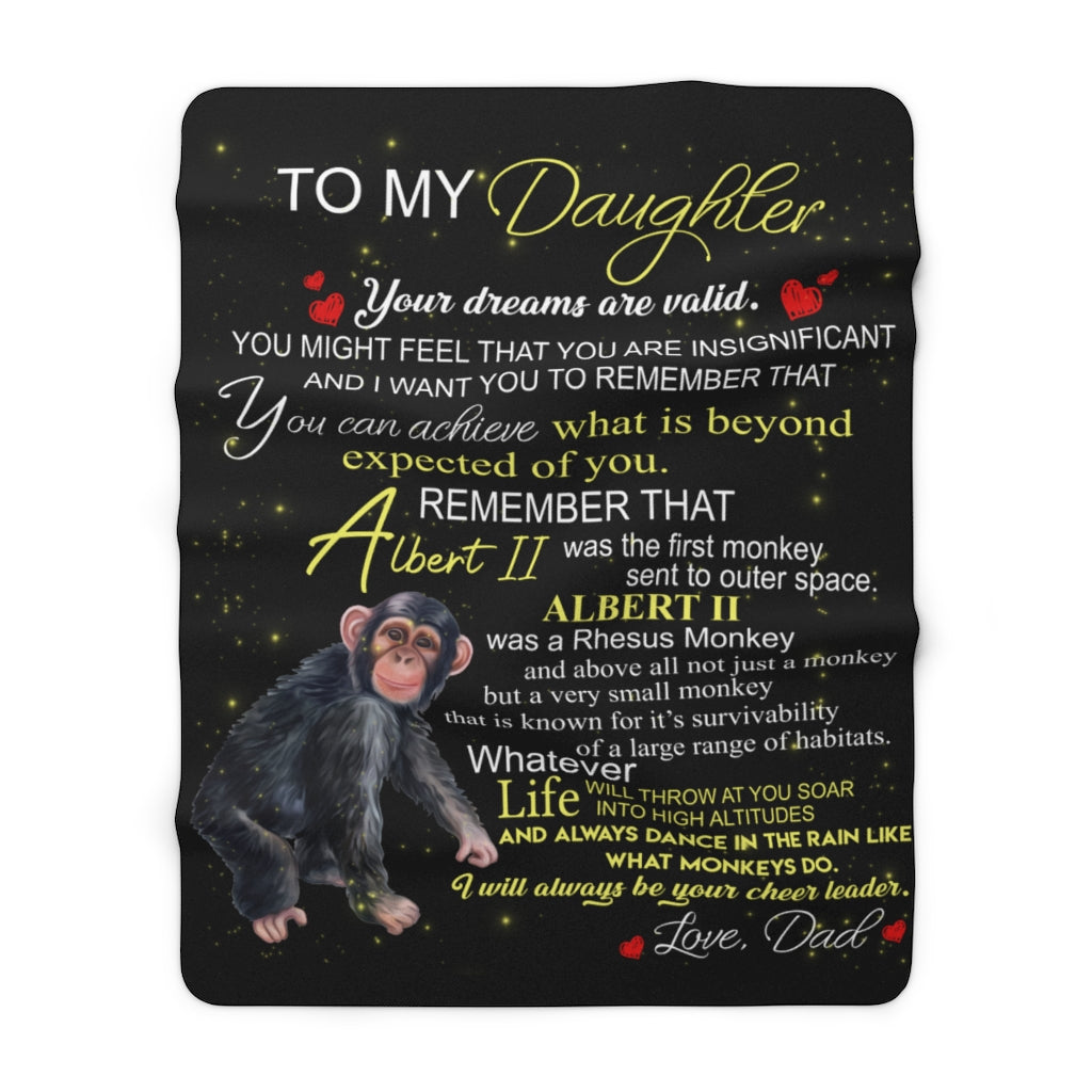 Albert the Monkey Sherpa Fleece Blanket (Daughter from Dad)