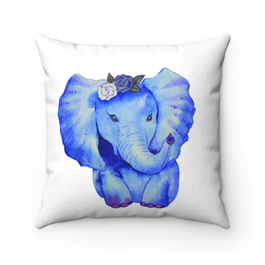 Elephant Watercolor Spun Polyester Square Pillow