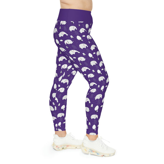 Elephant Safari animal Plus Size Leggings One of a Kind Unique Workout Activewear tights for Mom fitness, Mothers Day, Girlfriend Christmas Gift