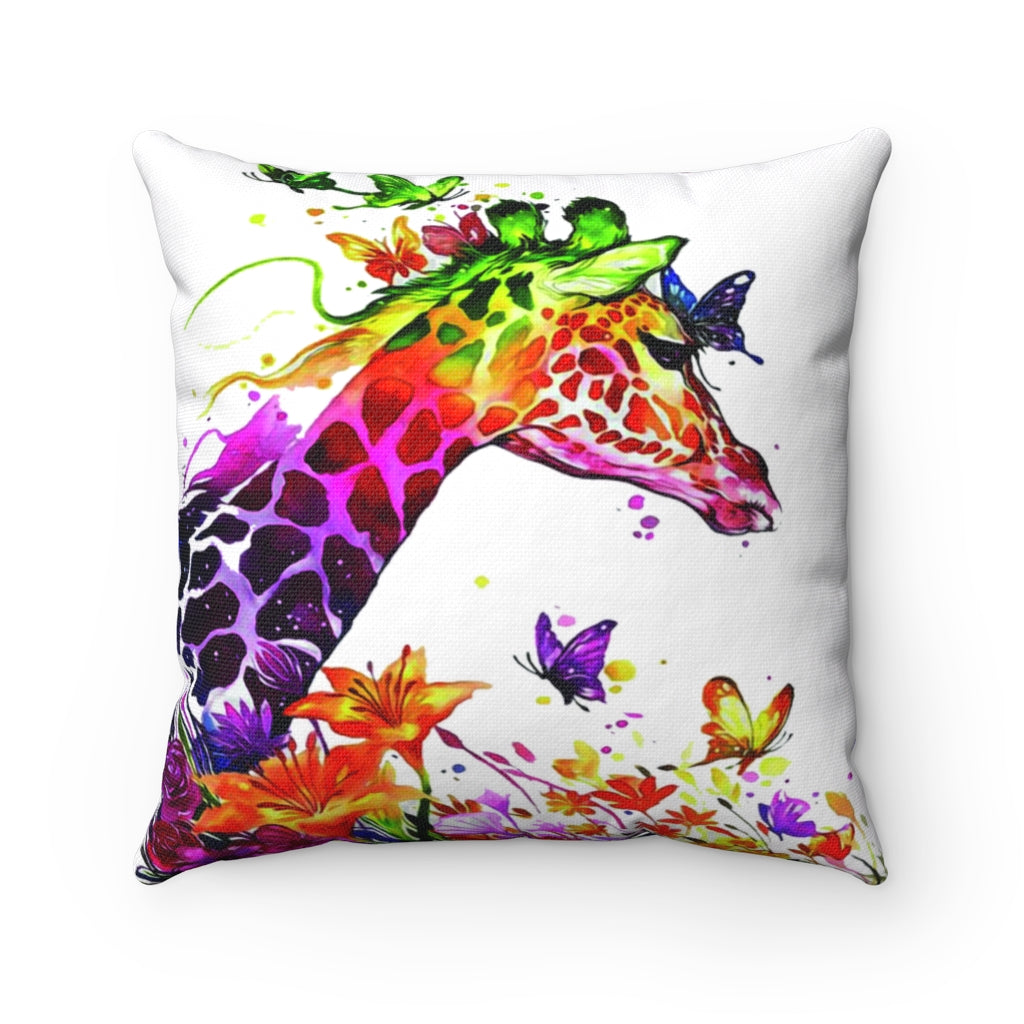 Tranquil Giraffe Watercolor Spun Polyester Square Pillow