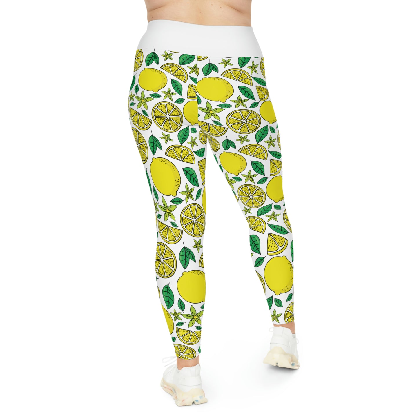 Lemon Summer Plus Size Leggings One of a Kind Gift - Unique Workout Activewear tights for Mom fitness, Mothers Day, Girlfriend Christmas Gift