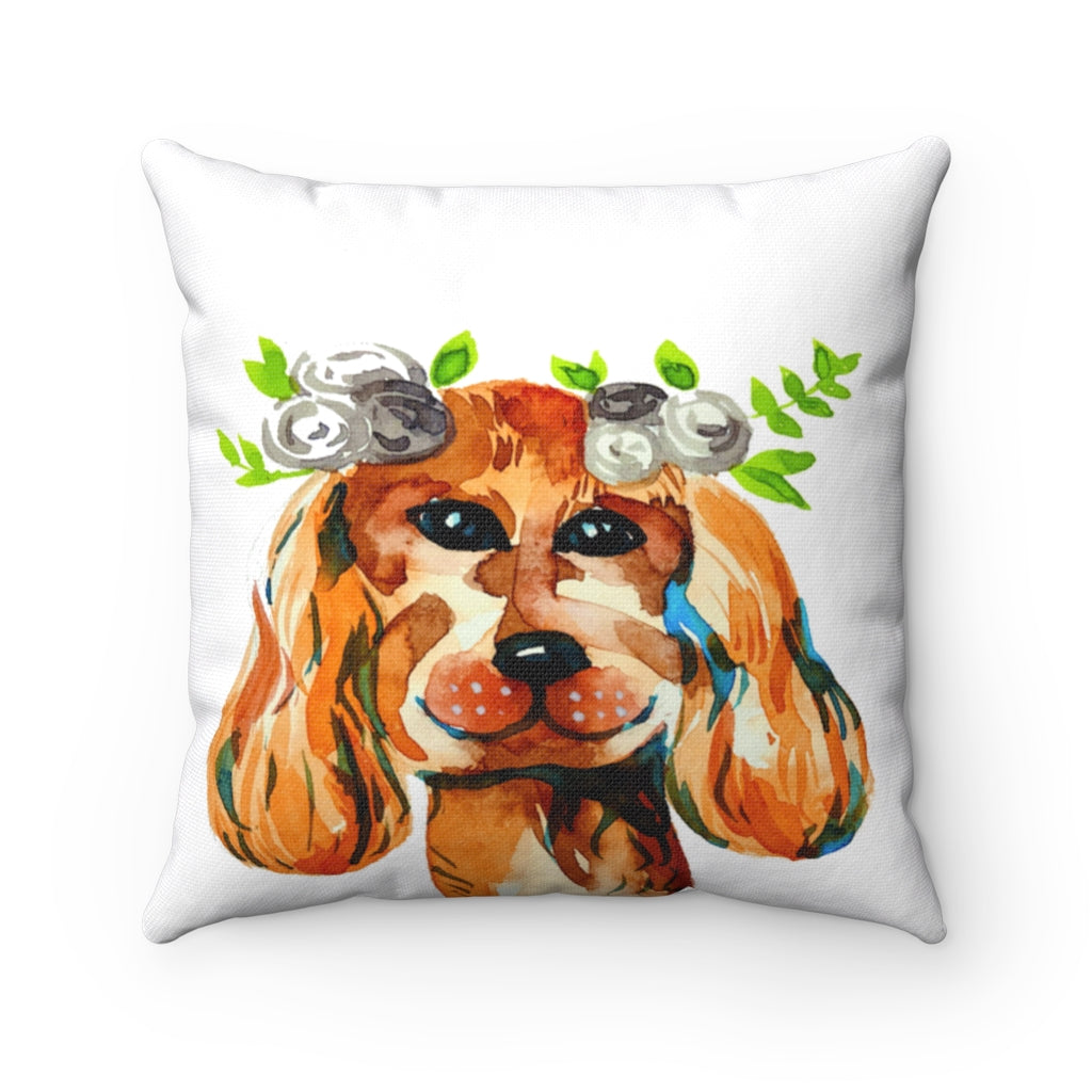 Dog watercolor Spun Polyester Square Pillow