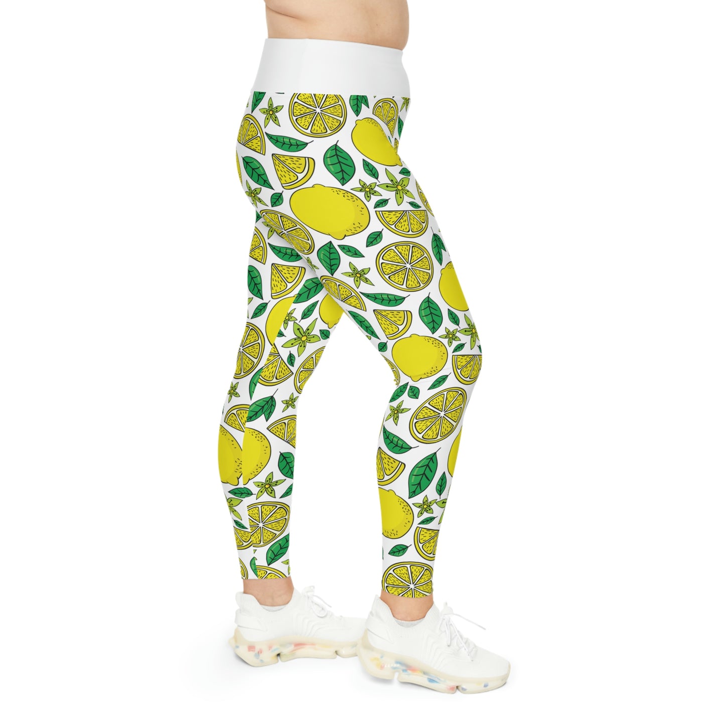 Lemon Summer Plus Size Leggings One of a Kind Gift - Unique Workout Activewear tights for Mom fitness, Mothers Day, Girlfriend Christmas Gift