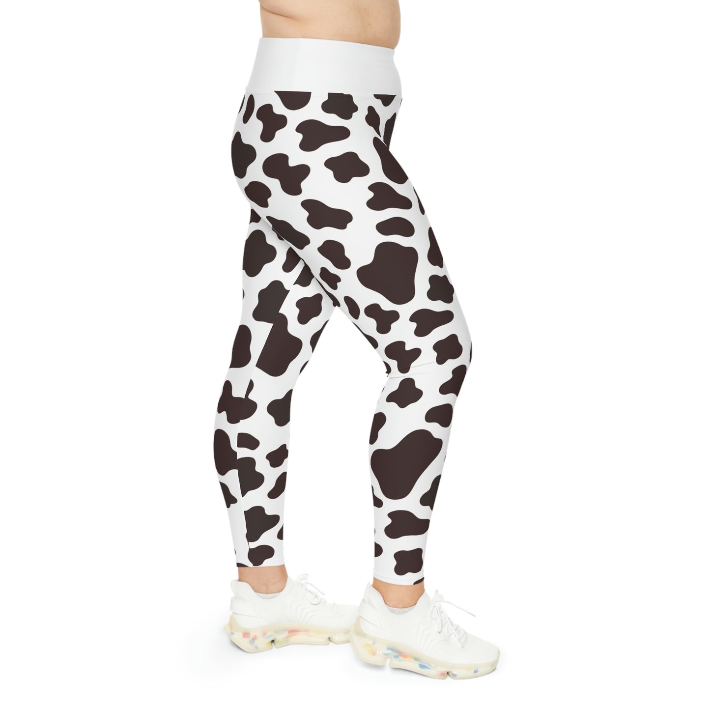 Cow Print Plus Size Leggings One of a Kind Gift - Unique Workout Activewear tights for Mom fitness, Mothers Day, Girlfriend Christmas Gift