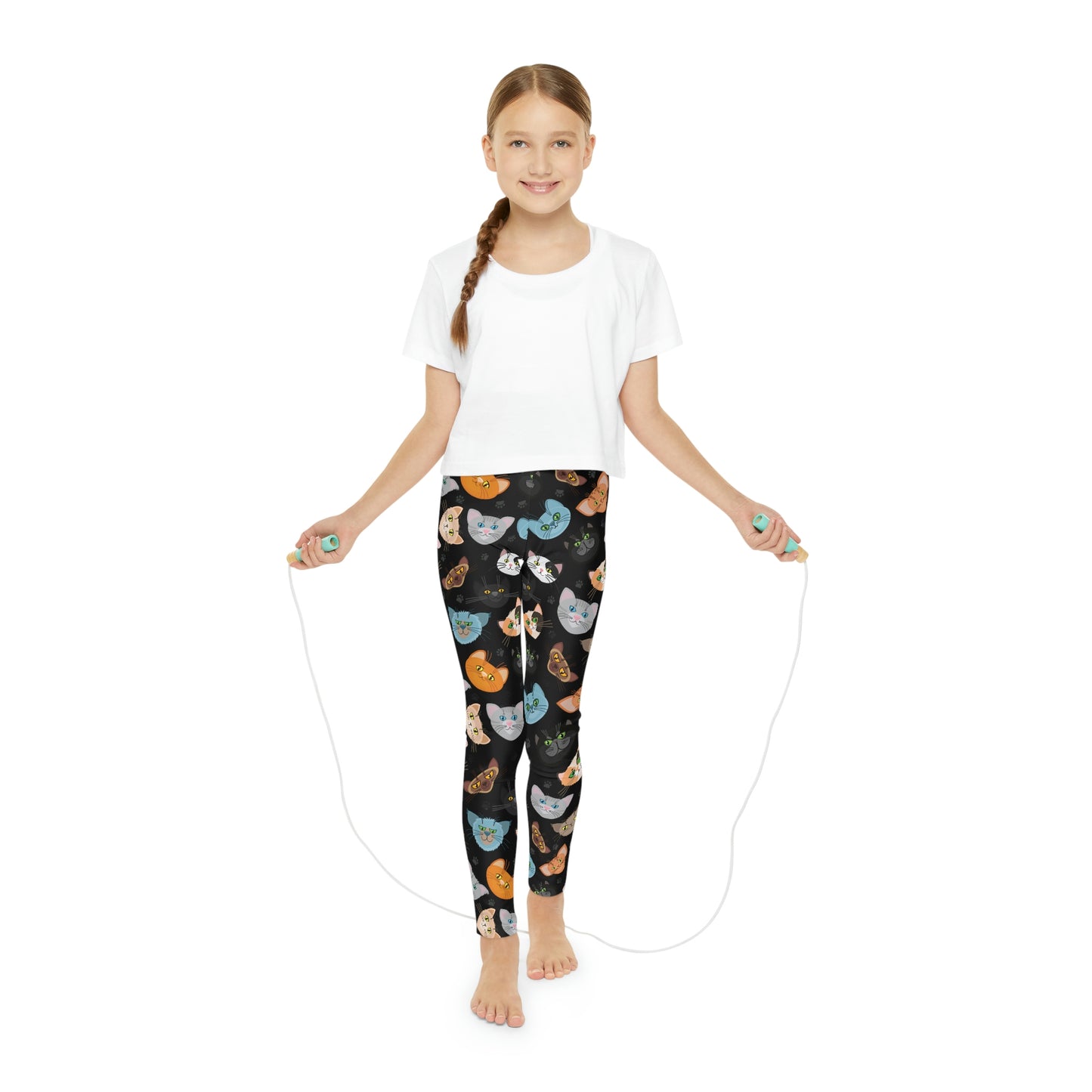 Cat Lovers Pawsome Cute Youth Leggings, One of a Kind Gift - Workout Activewear tights for kids, Granddaughter, Niece Christmas Gift