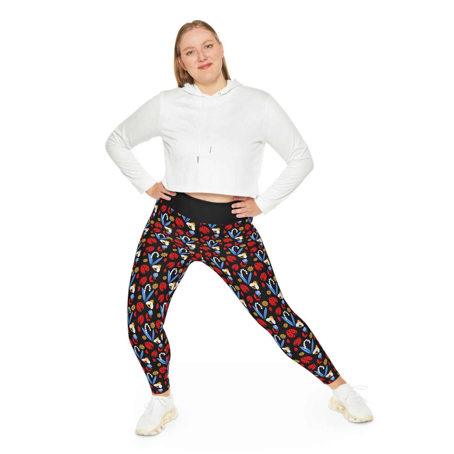 Ladybugs Plus Size Leggings One of a Kind Gift - Unique Workout Activewear tights for Mom fitness, Mothers Day, Girlfriend Christmas Gift