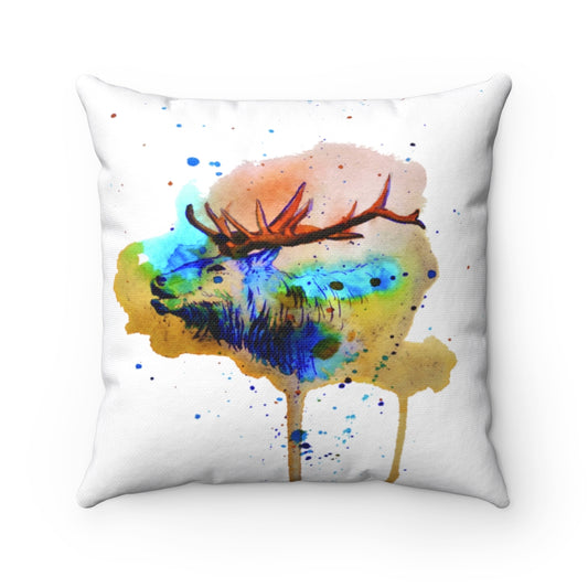 Deer Watercolor Spun Polyester Square Pillow