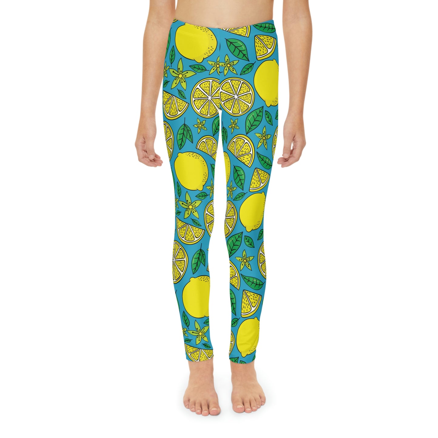 Lemon Fruit Leggings, Summer Kids Preteen, Teen Leggings Youth Full-Length Leggings