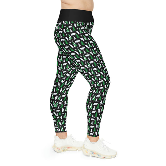 Bear Christmas Plus Size Leggings One of a Kind Gift - Unique Workout Activewear tights for Mom fitness, Mothers Day, Girlfriend Christmas Gift