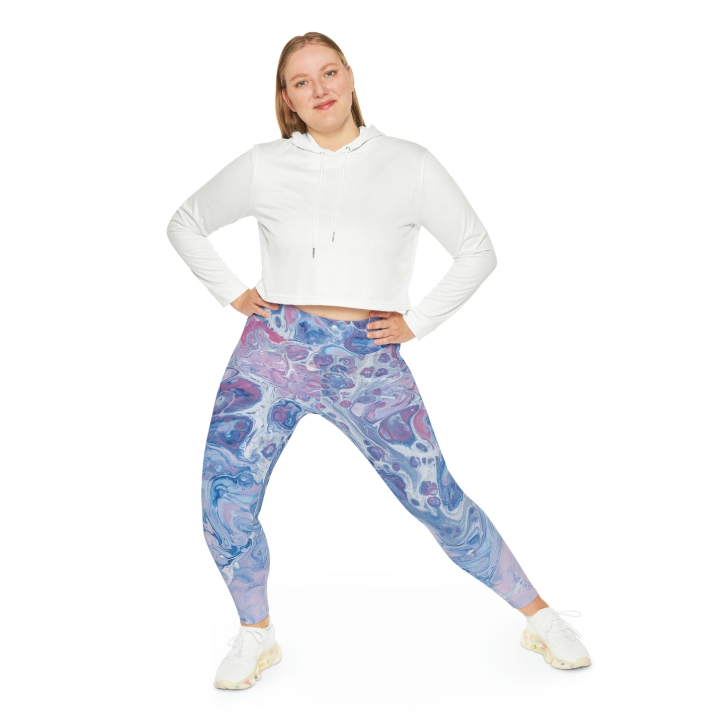 Abstract Marble Plus Size Leggings, One of a Kind Workout Activewear for Wife Fitness, Best Friend, mom and me tights Christmas Gift