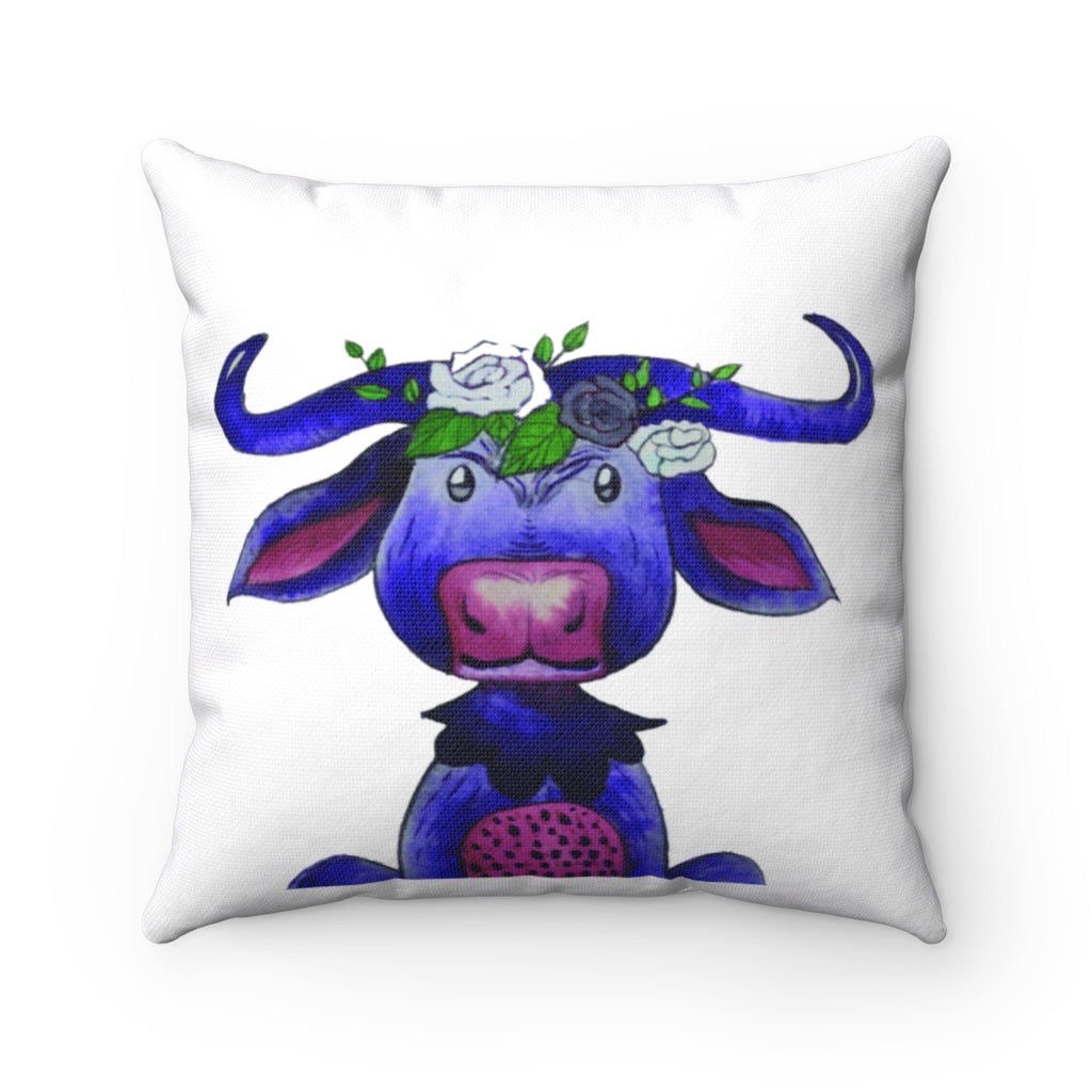 Vague Cape buffalo watercolor  Spun Polyester Square Pillow