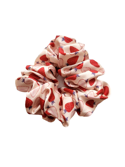 Strawberry Oversized satin scrunchies| XXL Scrunchies | Jumbo Scrunchies | Silky Satin Scrunchies |Soft Scrunchies | Hair Scrunchies | Bridal Scrunchies | Bridesmaid Scrunchies | Gift Scrunchies