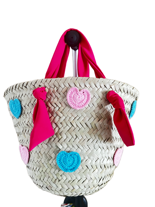 Valentine gift bag, birthday special occassion Hearts Gift Bag ,Handwoven Basket Bag, beach bag, basket bag, african basket, tote bag, market basket