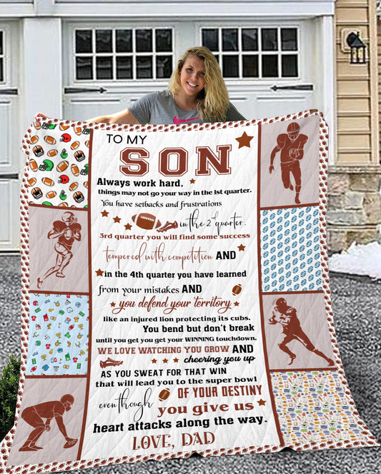 Son Football Velveteen Plush Blanket (Son From Dad)