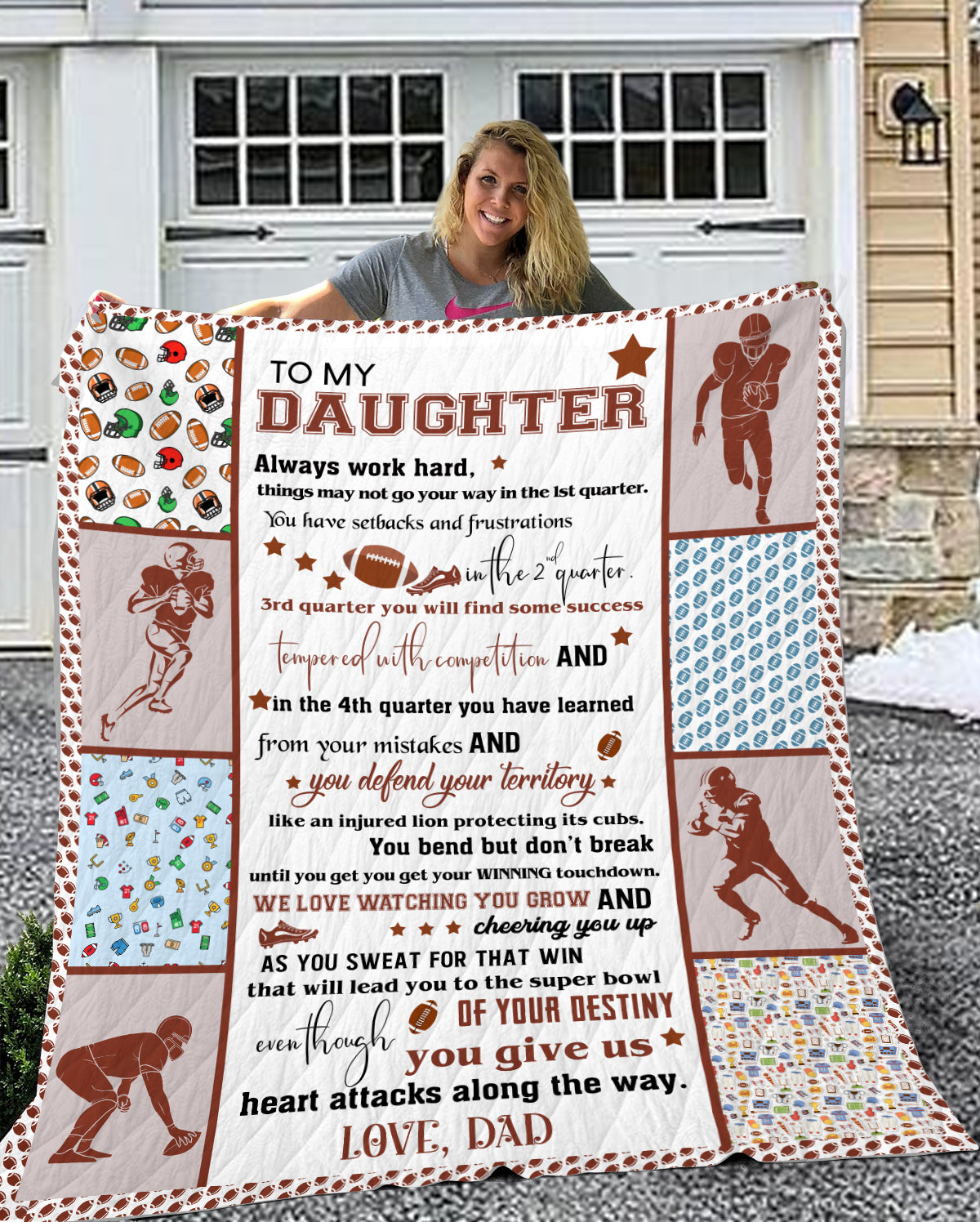 Daughter Football Velveteen Plush Blanket (daughter From Dad)