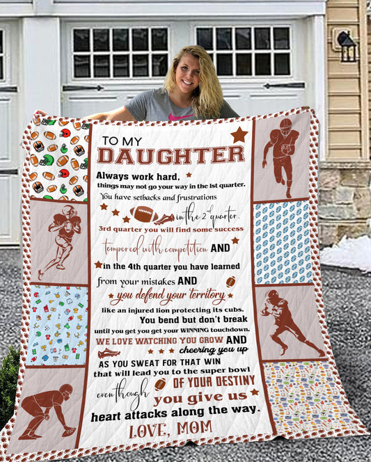 Daughter Football Sherpa Fleece Blanket (Daughter from Mom)