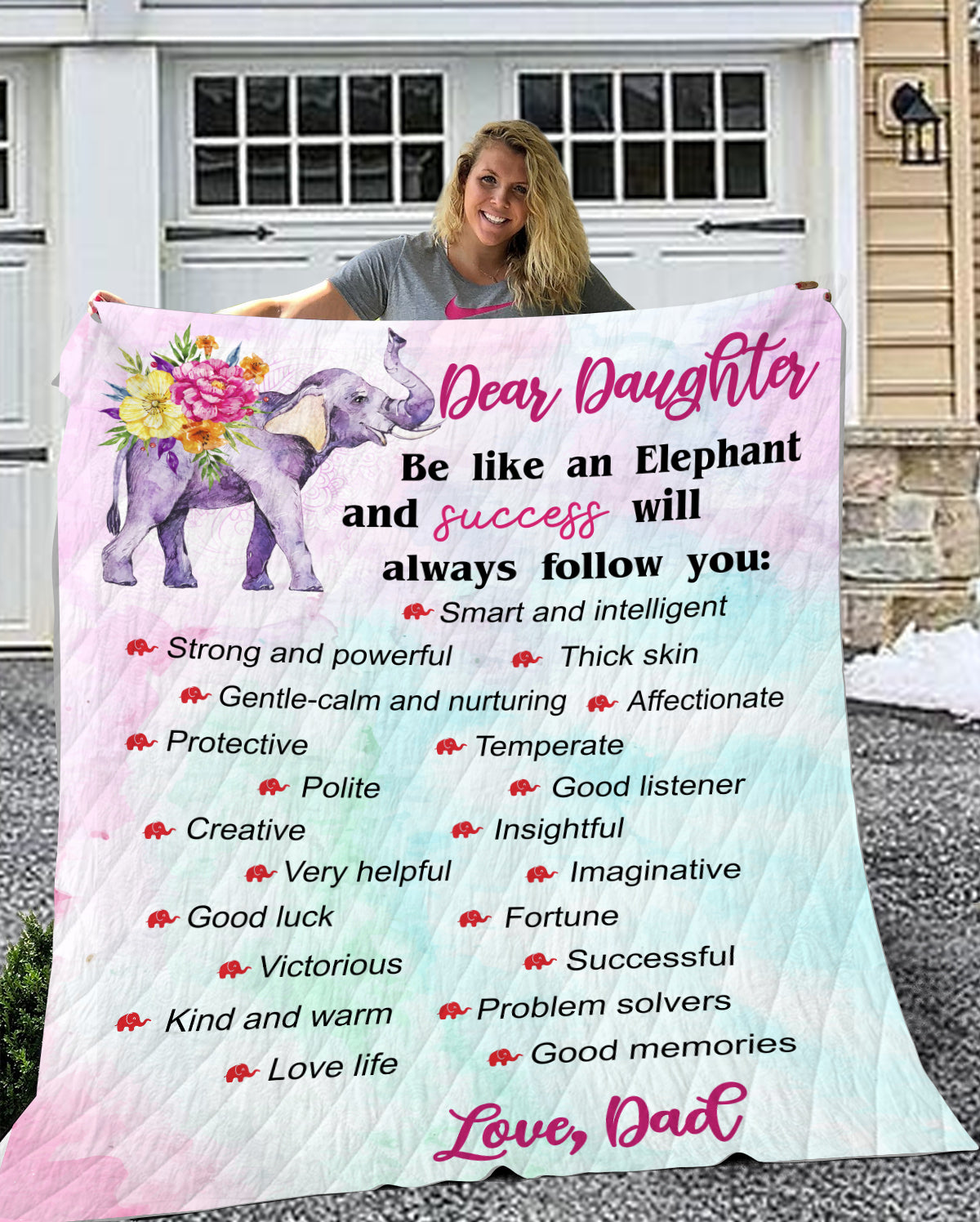 Be like an Elephant Velveteen Plush Blanket (Daughter from Dad)