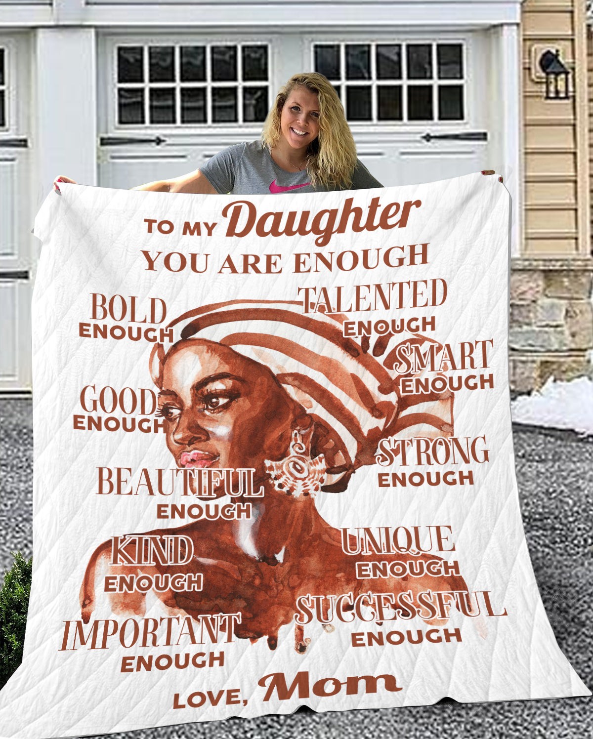 You are Enough Daughter Sherpa Fleece Blanket (From Mom)